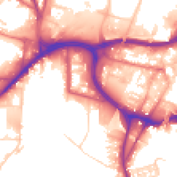 Daytime road noise heatmap for BL9 0HL
