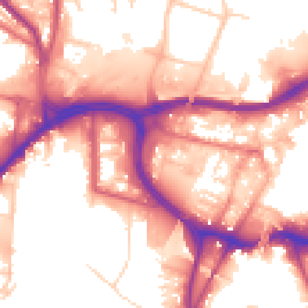 Daytime road noise heatmap for BL9 0HS