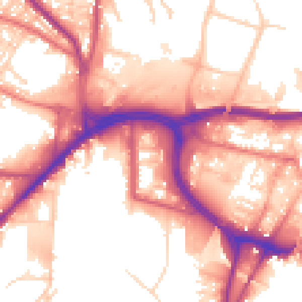 Daytime road noise heatmap for BL9 0JE