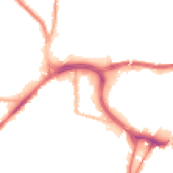 Night-time road noise heatmap for BL9 0JE