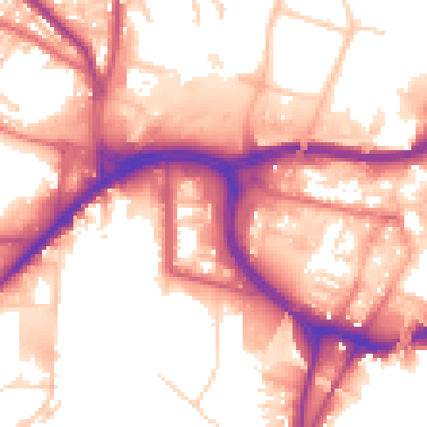 Daytime road noise heatmap for BL9 0JF