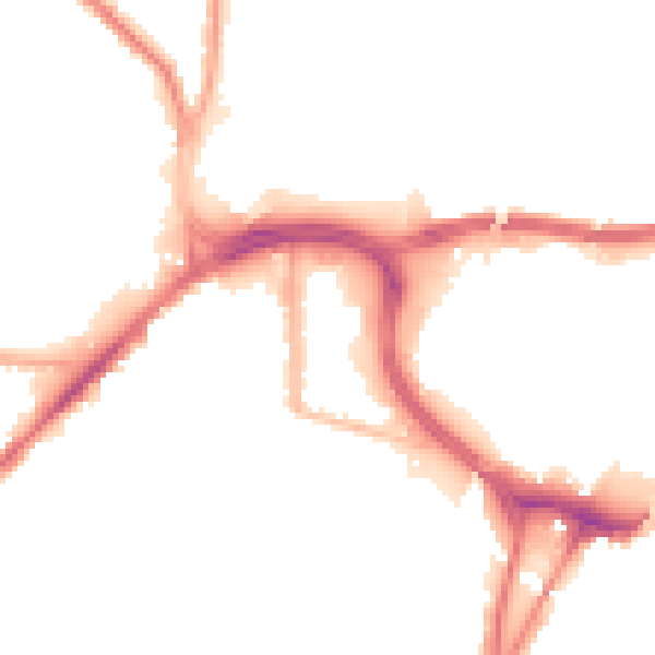 Night-time road noise heatmap for BL9 0JH