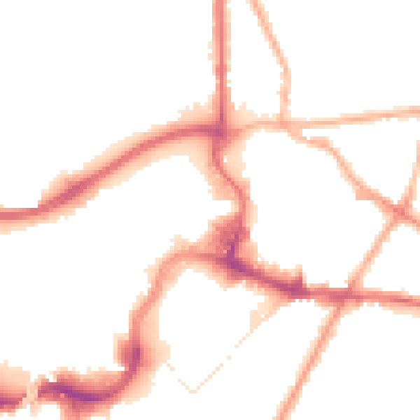Night-time road noise heatmap for BL9 0JL