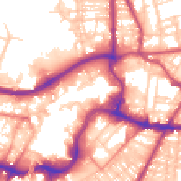 Daytime road noise heatmap for BL9 0JN