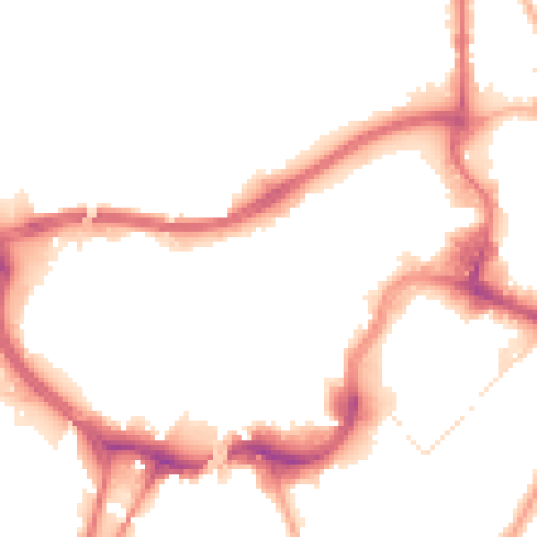 Night-time road noise heatmap for BL9 0JP