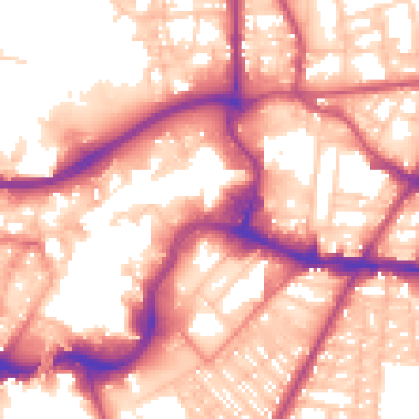 Daytime road noise heatmap for BL9 0JQ