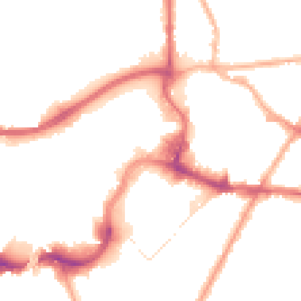 Night-time road noise heatmap for BL9 0JQ