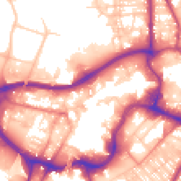Daytime road noise heatmap for BL9 0JR