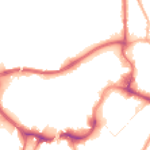 Night-time road noise heatmap for BL9 0JR