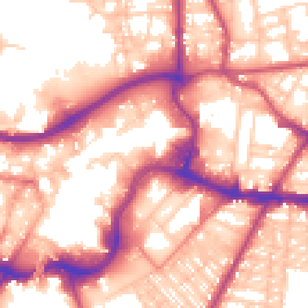Daytime road noise heatmap for BL9 0JS