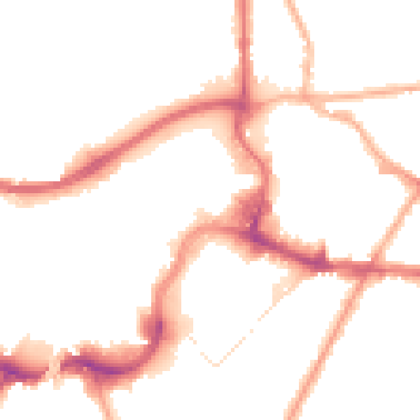 Night-time road noise heatmap for BL9 0JS