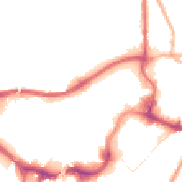 Night-time road noise heatmap for BL9 0JT