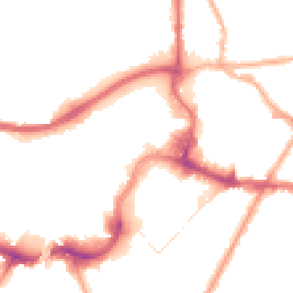 Night-time road noise heatmap for BL9 0JX