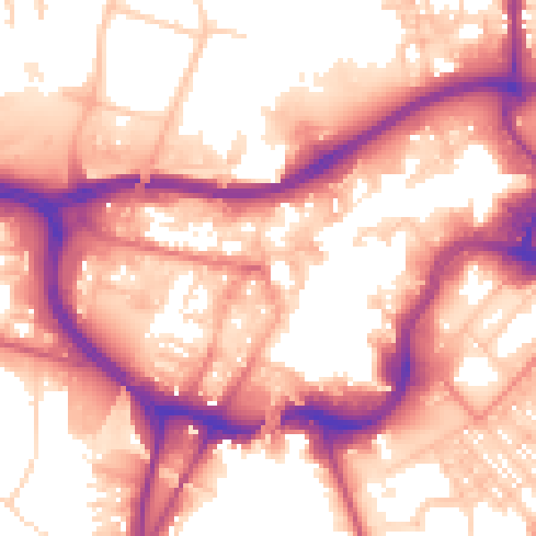 Daytime road noise heatmap for BL9 0LD