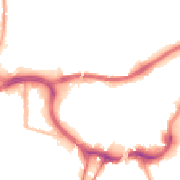 Night-time road noise heatmap for BL9 0LG