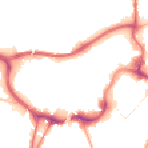 Night-time road noise heatmap for BL9 0NT