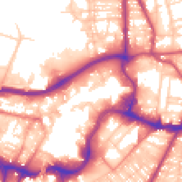 Daytime road noise heatmap for BL9 0PD