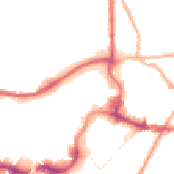 Night-time road noise heatmap for BL9 0QU