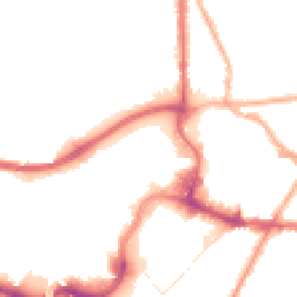 Night-time road noise heatmap for BL9 0QW