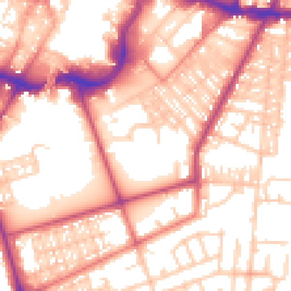 Daytime road noise heatmap for BL9 0SJ