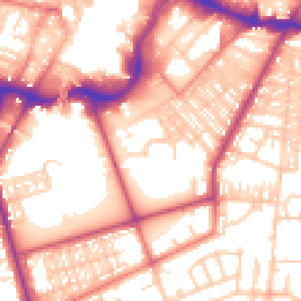 Daytime road noise heatmap for BL9 0SQ