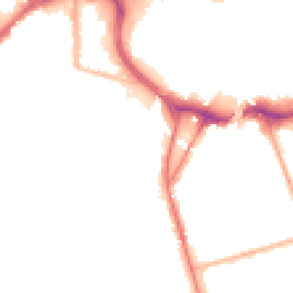 Night-time road noise heatmap for BL9 0SY