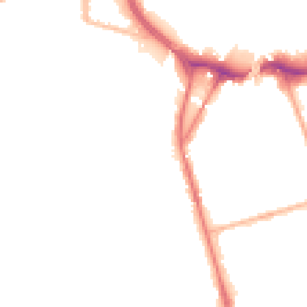 Night-time road noise heatmap for BL9 0TY
