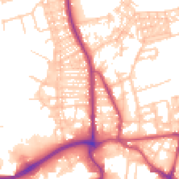 Daytime road noise heatmap for BL9 5AN