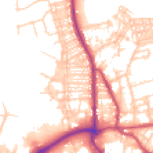 Daytime road noise heatmap for BL9 5AS