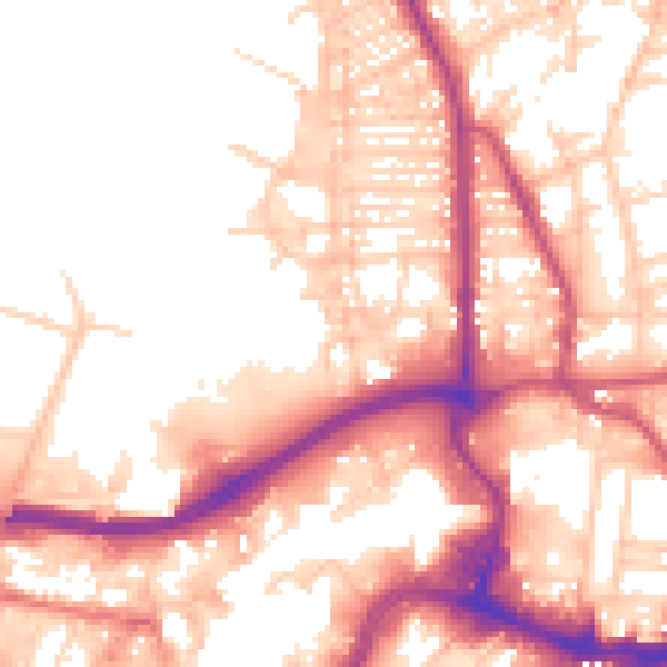 Daytime road noise heatmap for BL9 5BX