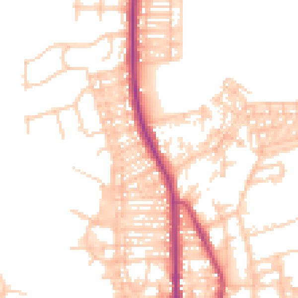 Daytime road noise heatmap for BL9 5DE