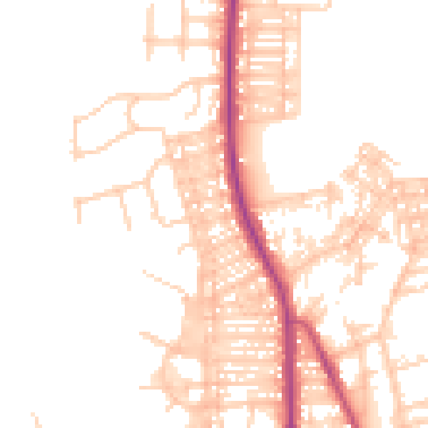 Daytime road noise heatmap for BL9 5DZ