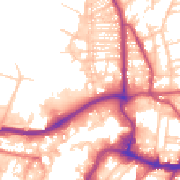 Daytime road noise heatmap for BL9 5EW