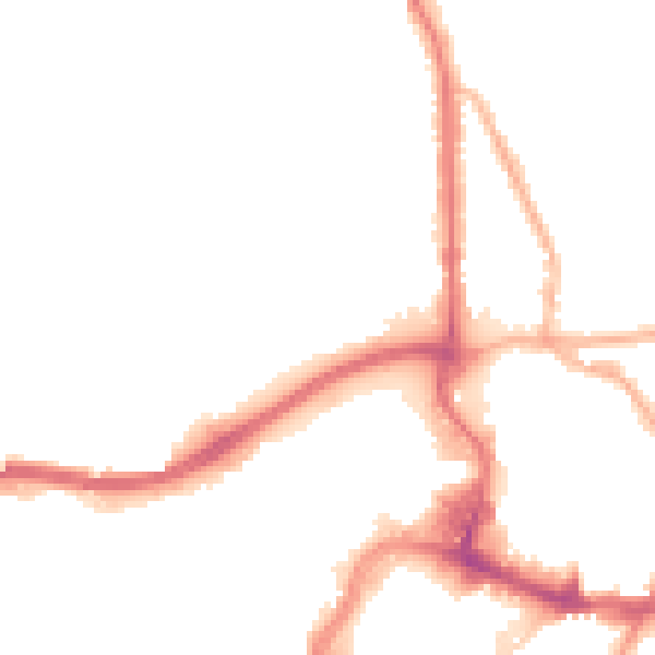 Night-time road noise heatmap for BL9 5EW