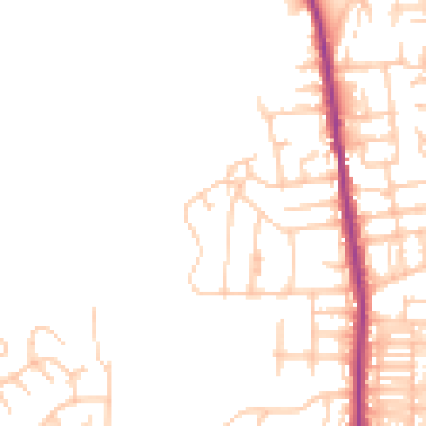 Daytime road noise heatmap for BL9 5HJ