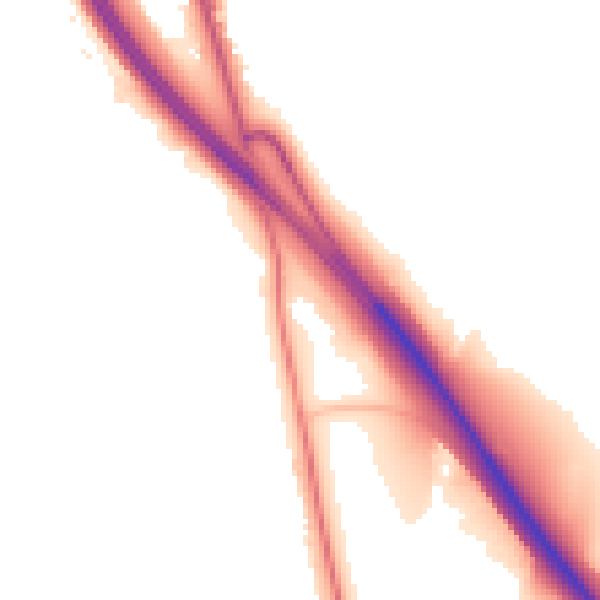 Night-time road noise heatmap for BL9 5LY