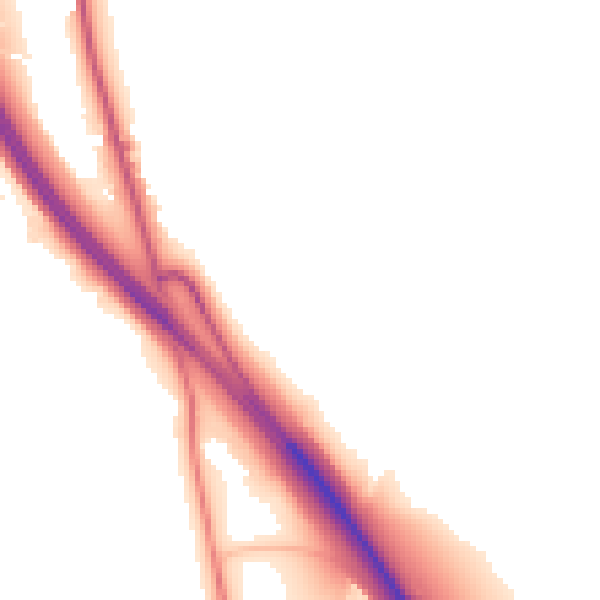 Night-time road noise heatmap for BL9 5LZ