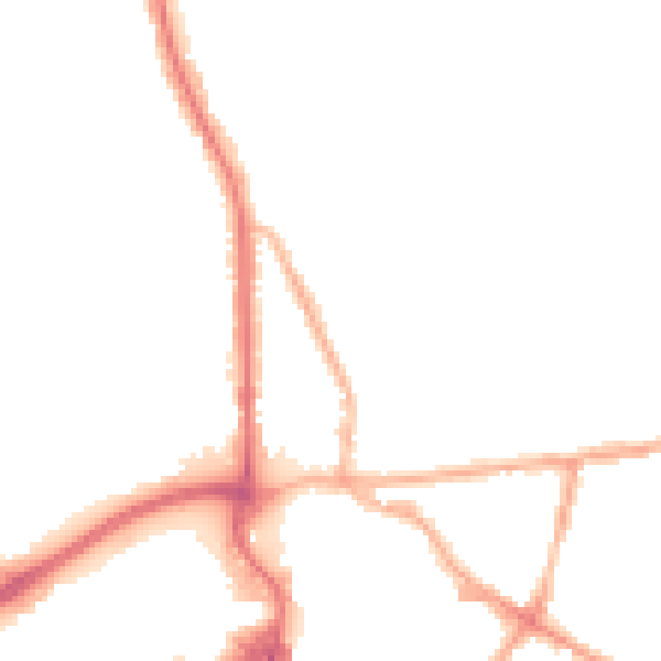 Night-time road noise heatmap for BL9 6DT