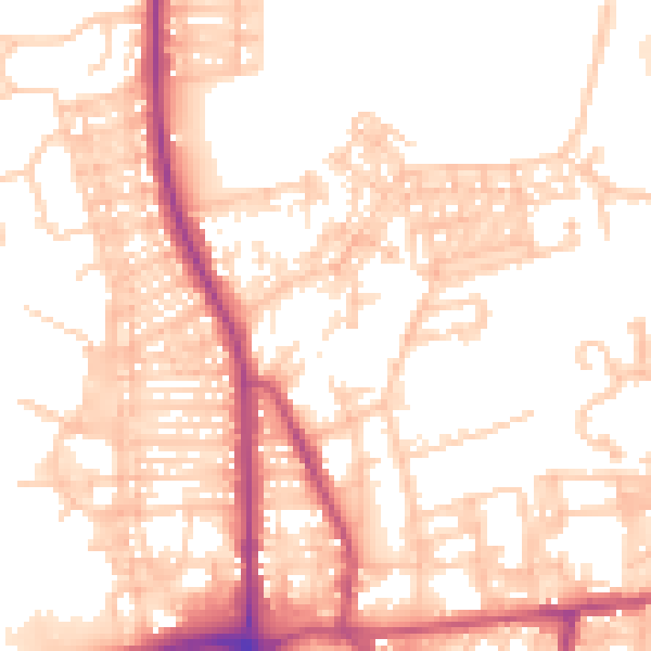 Daytime road noise heatmap for BL9 6EB