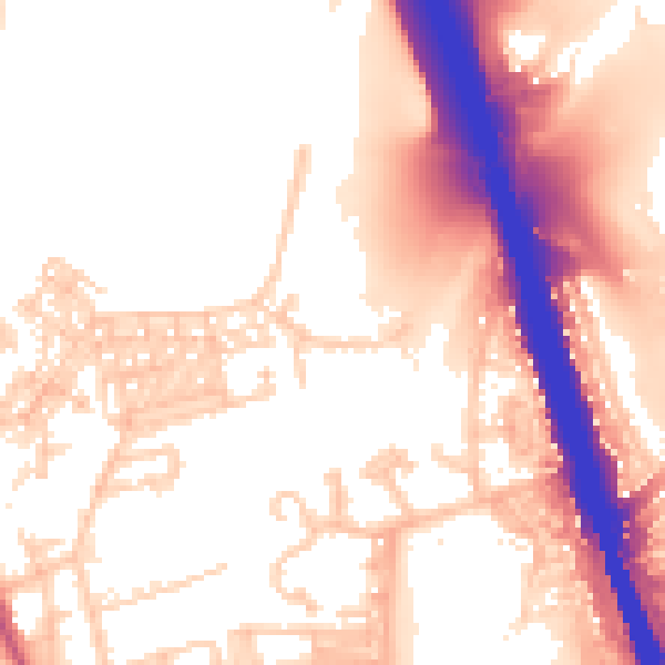 Daytime road noise heatmap for BL9 6ER