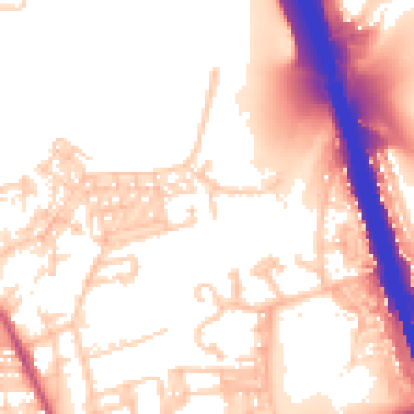 Daytime road noise heatmap for BL9 6ES