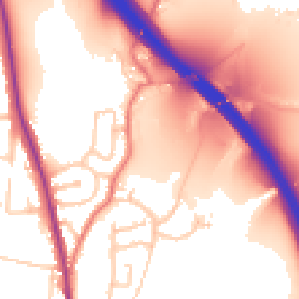 Daytime road noise heatmap for BL9 6GG
