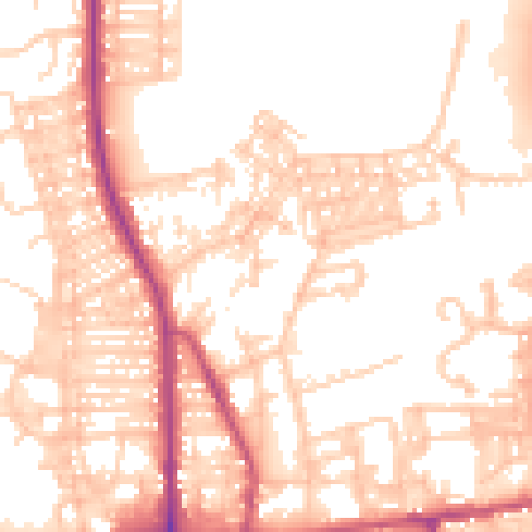 Daytime road noise heatmap for BL9 6HE