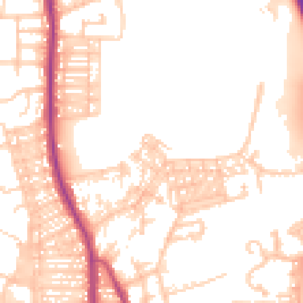 Daytime road noise heatmap for BL9 6NE