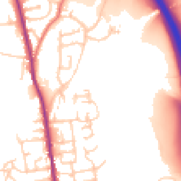 Daytime road noise heatmap for BL9 6XB