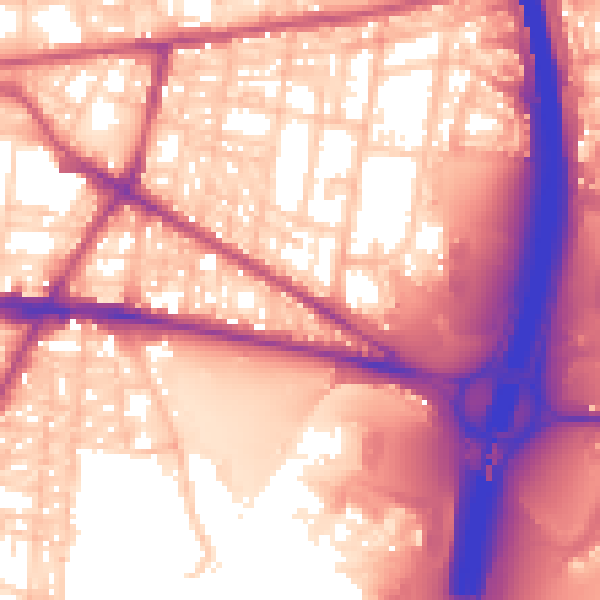 Daytime road noise heatmap for BL9 7DE