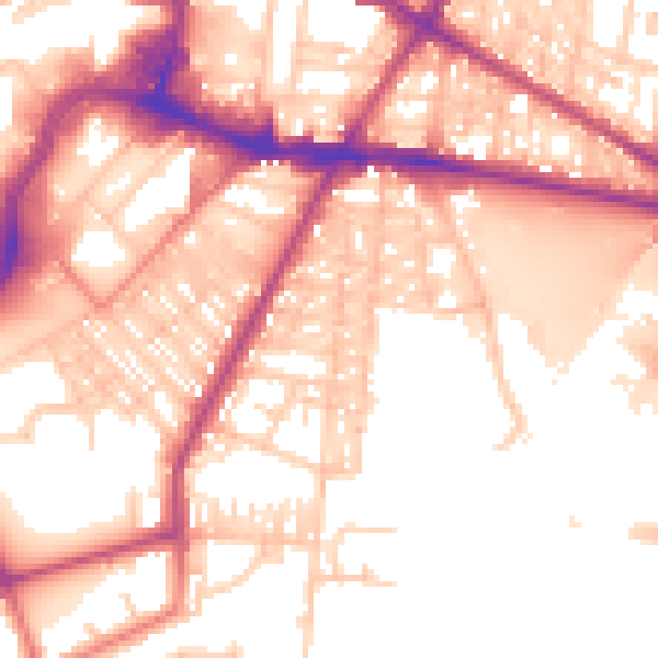 Daytime road noise heatmap for BL9 7EP