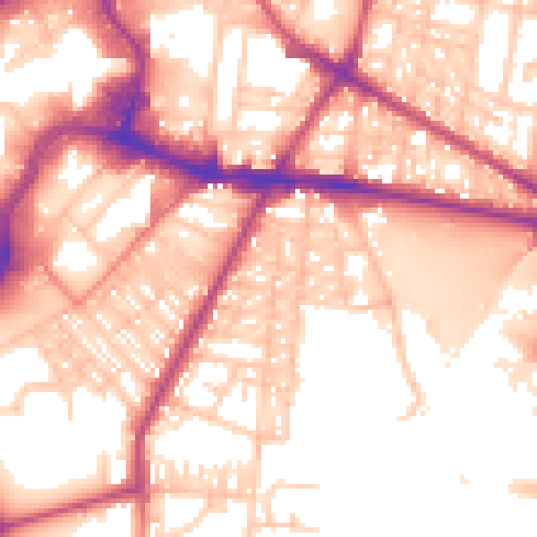 Daytime road noise heatmap for BL9 7HD