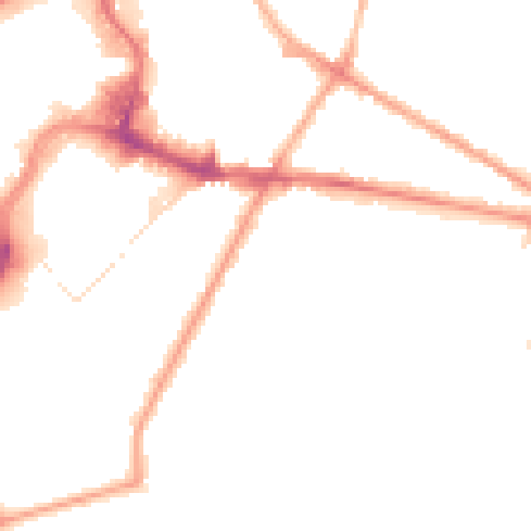 Night-time road noise heatmap for BL9 7HD