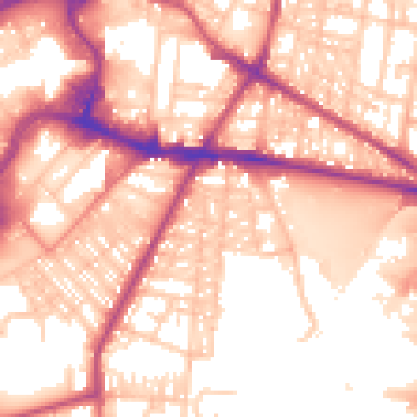 Daytime road noise heatmap for BL9 7HE